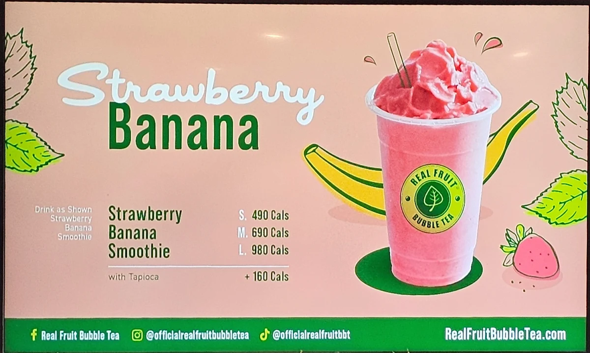 Menu, Real Fruit Bubble Tea