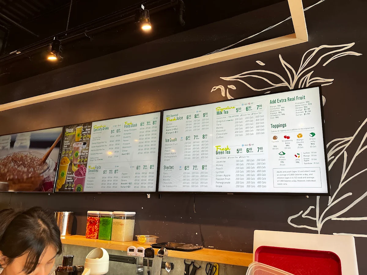 Menu, Real Fruit Bubble Tea