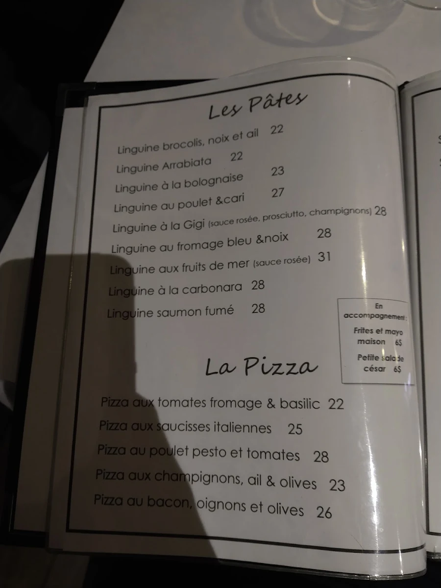 Menu, Restaurant Le St-Antoine
