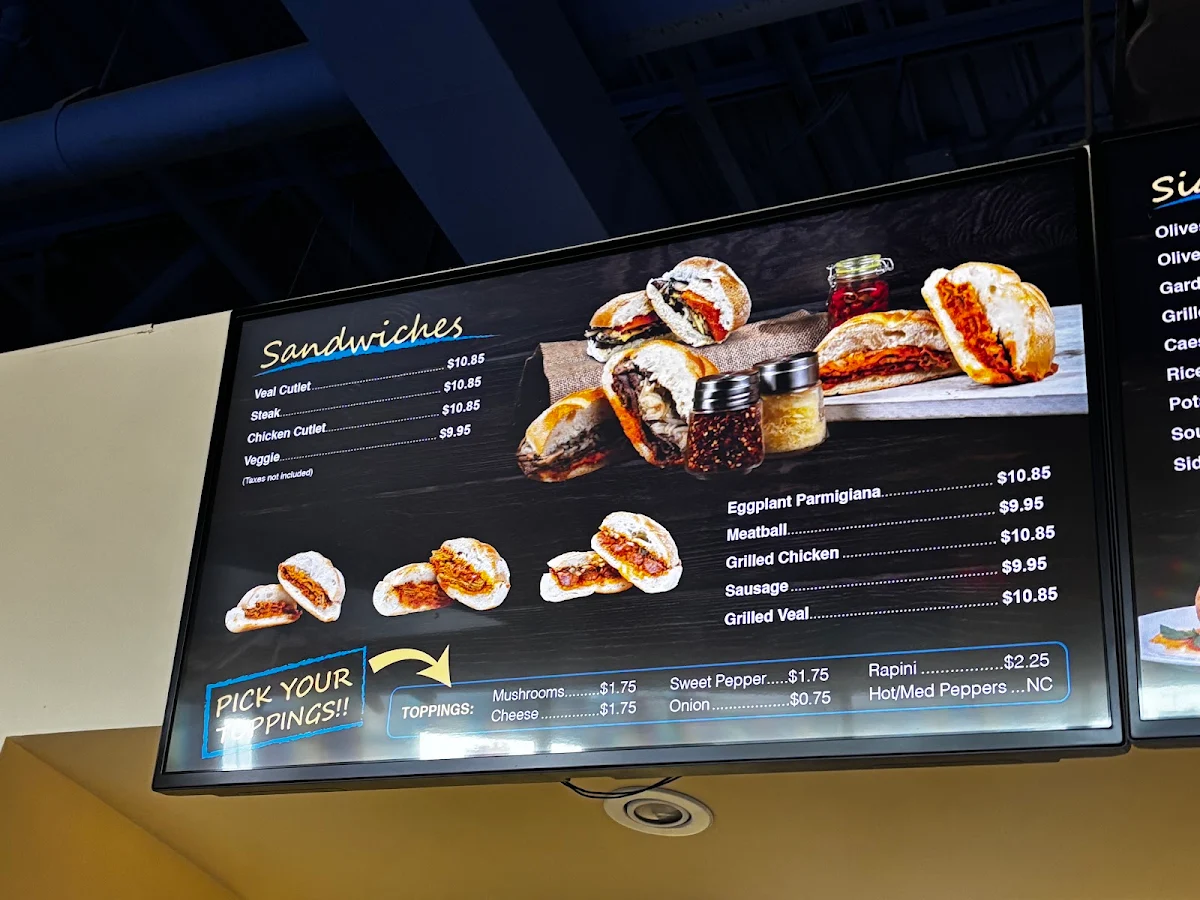 Menu, Via Panini Italian Sandwiches