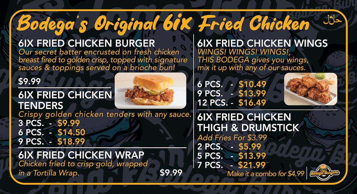 Menu, Bodega Burgers - 2611 Eglinton West