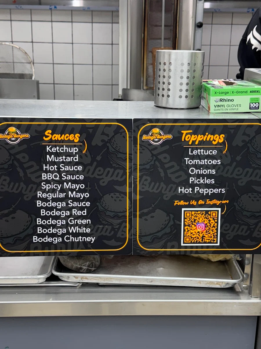 Menu, Bodega Burgers - 2611 Eglinton West