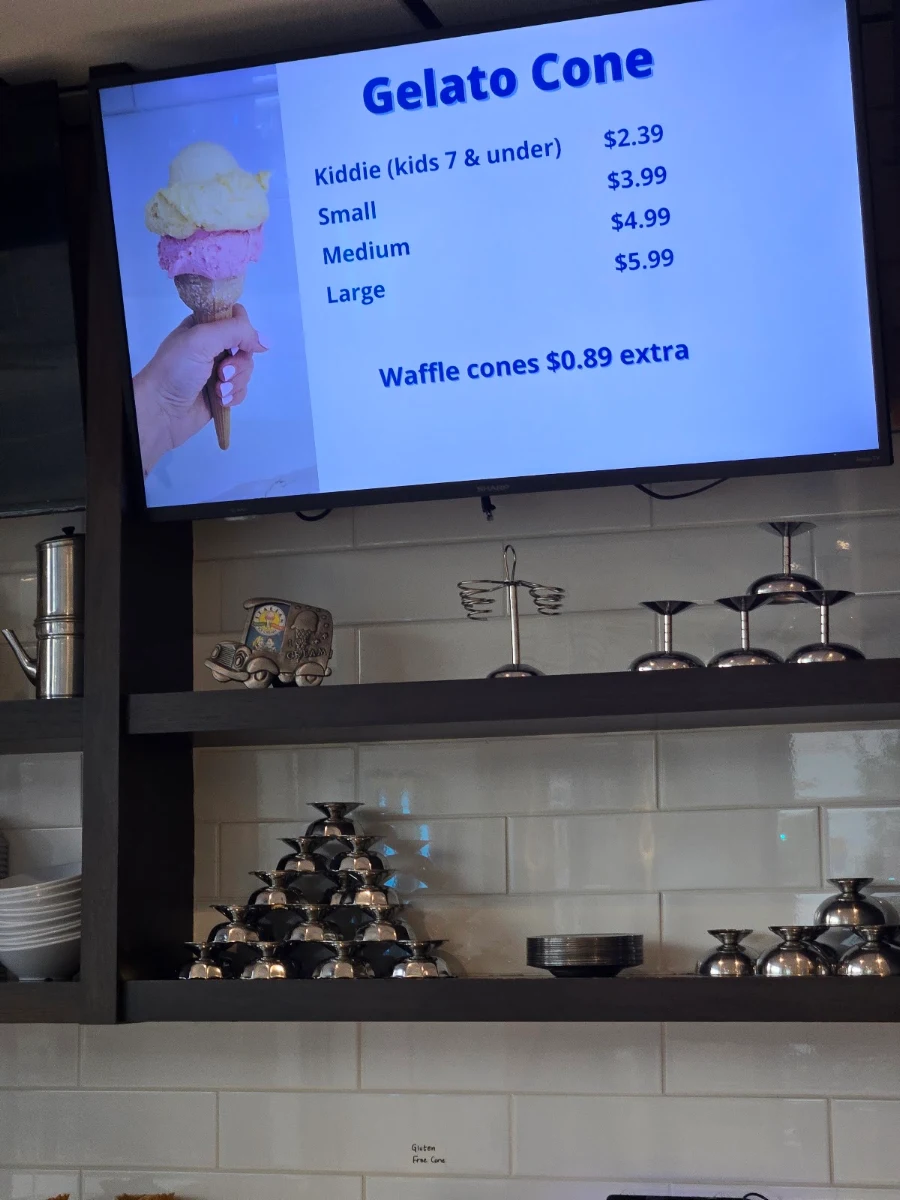 Menu, Italian Ice Cream