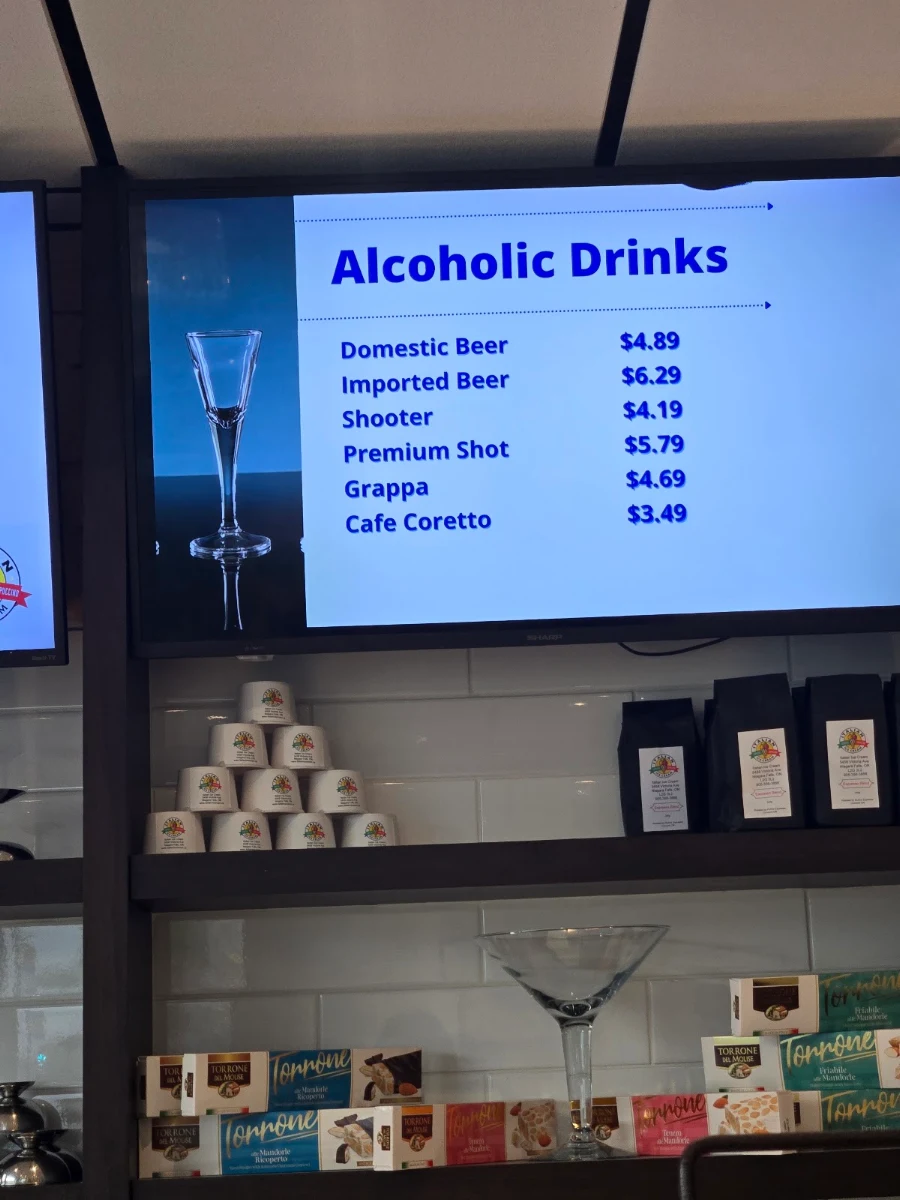 Menu, Italian Ice Cream