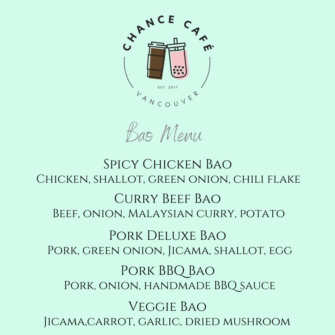 Menu, Chance Cafe