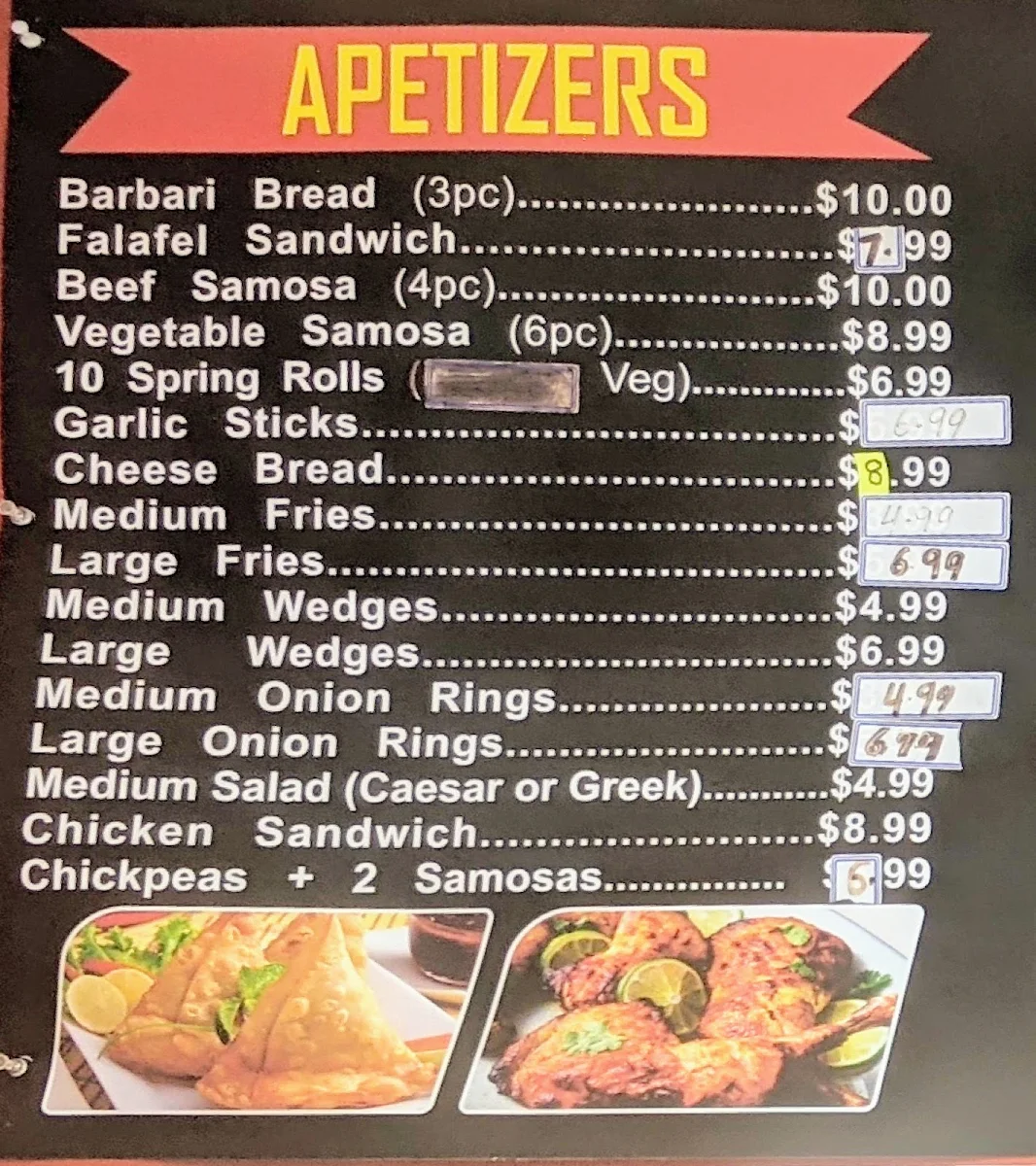 Menu, Pizza King