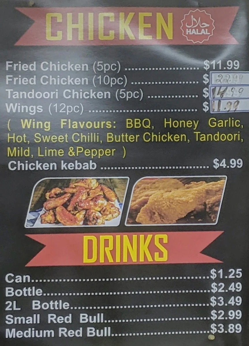 Menu, Pizza King