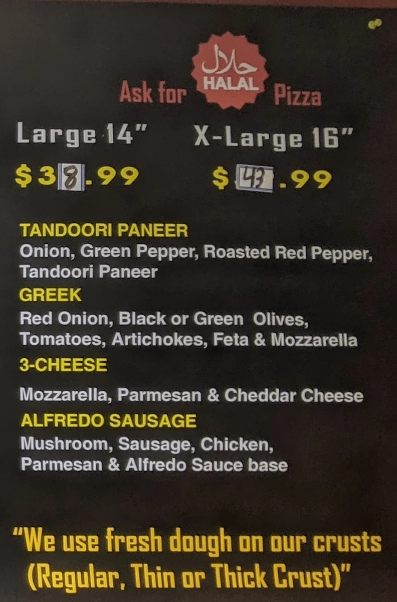 Menu, Pizza King