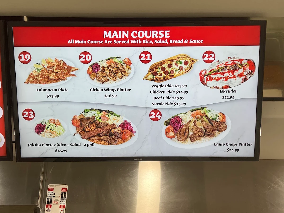 Menu, Taksim Doner