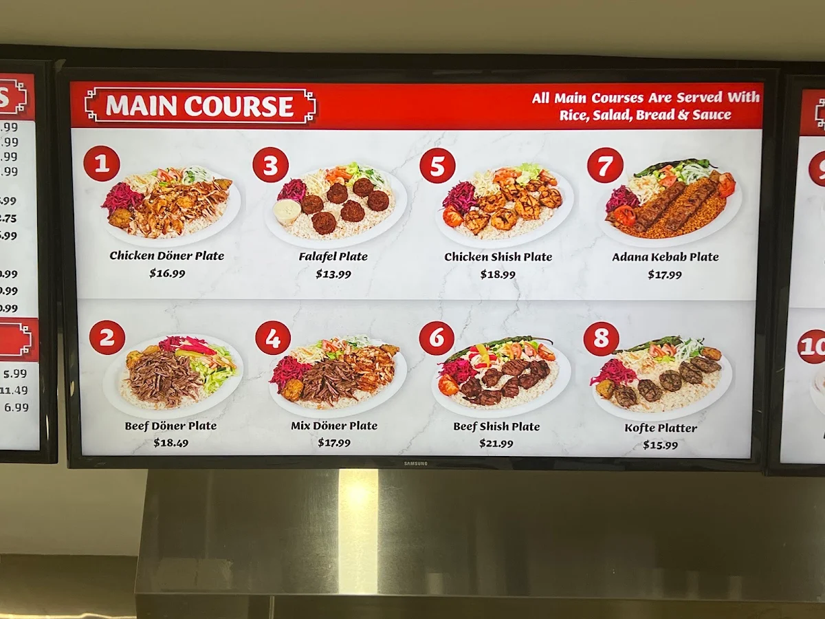 Menu, Taksim Doner