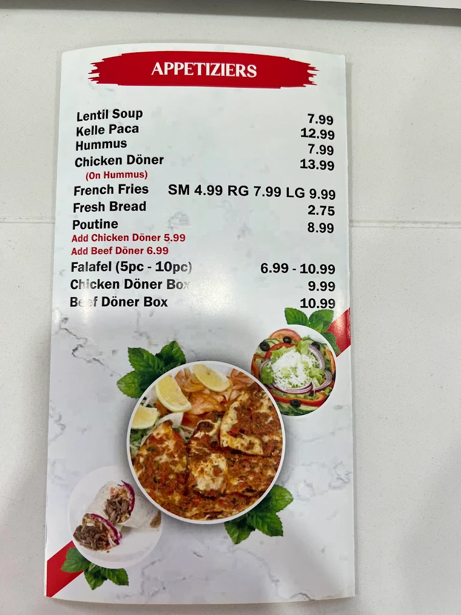 Menu, Taksim Doner