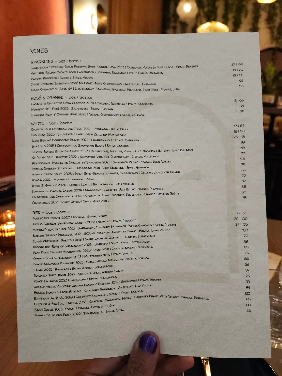 Menu, Kama