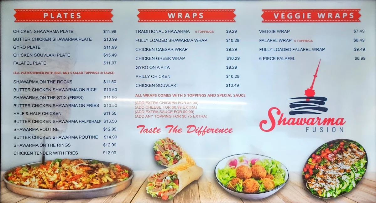 Menu, SHAWARMA FUSION