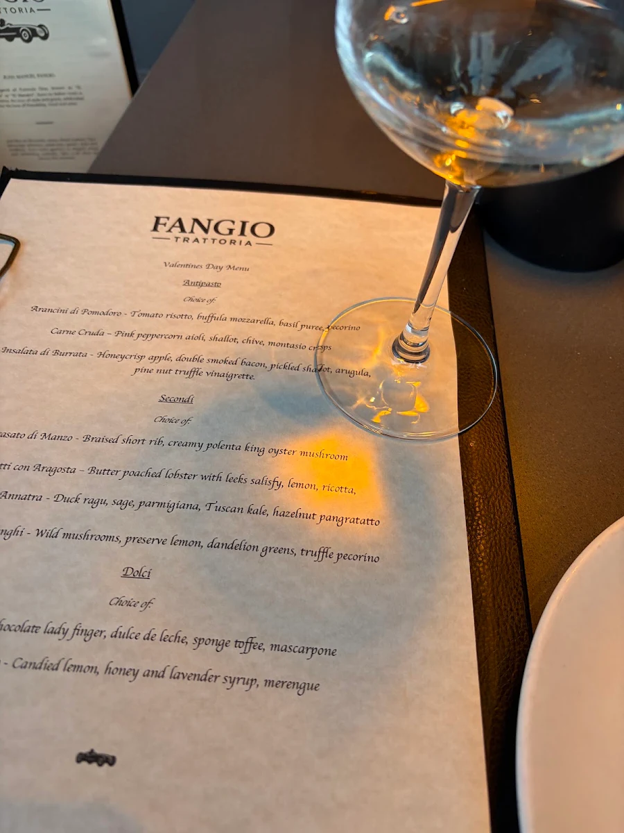 Menu, Fangio Trattoria