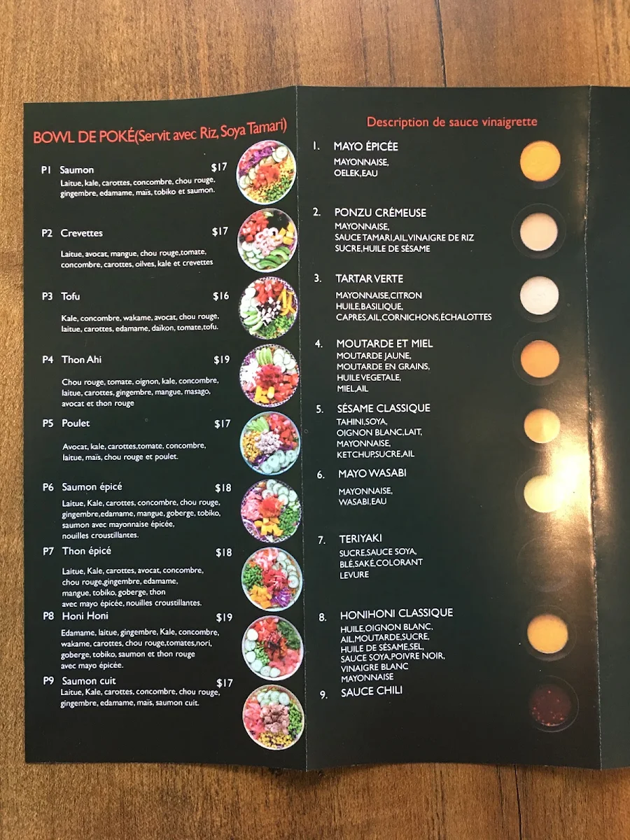 Menu, Sucré Sushi & Poke ( Sushi+Poké+Bubble Tea)