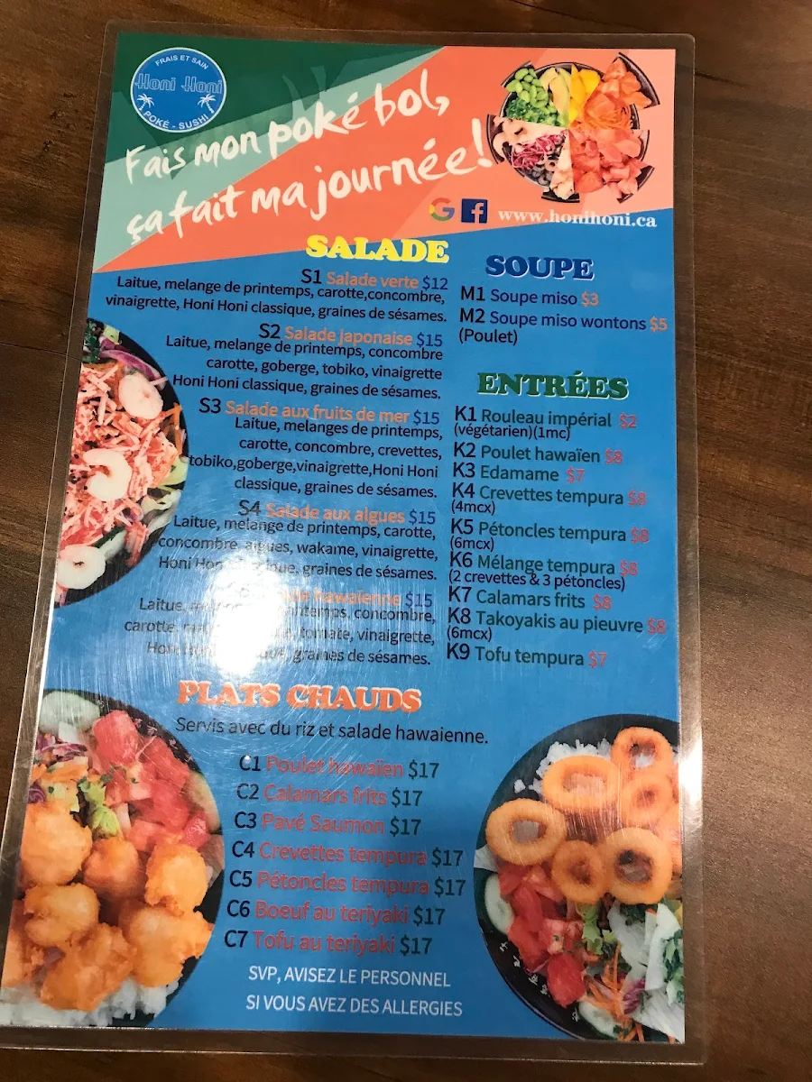 Menu, Sucré Sushi & Poke ( Sushi+Poké+Bubble Tea)