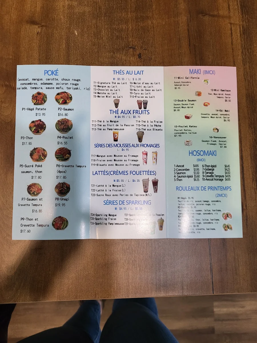 Menu, Sucré Sushi & Poke ( Sushi+Poké+Bubble Tea)
