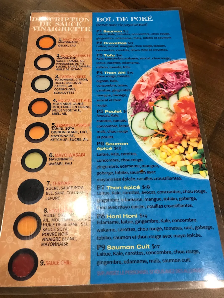 Menu, Sucré Sushi & Poke ( Sushi+Poké+Bubble Tea)