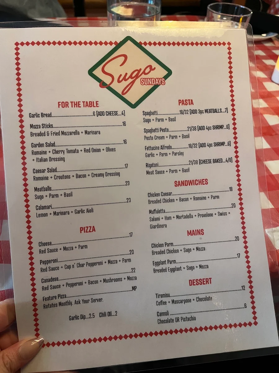 Menu, Marty's Pizza Bar