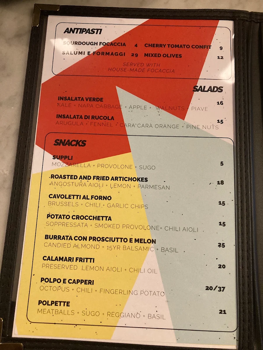 Menu, Marty's Pizza Bar