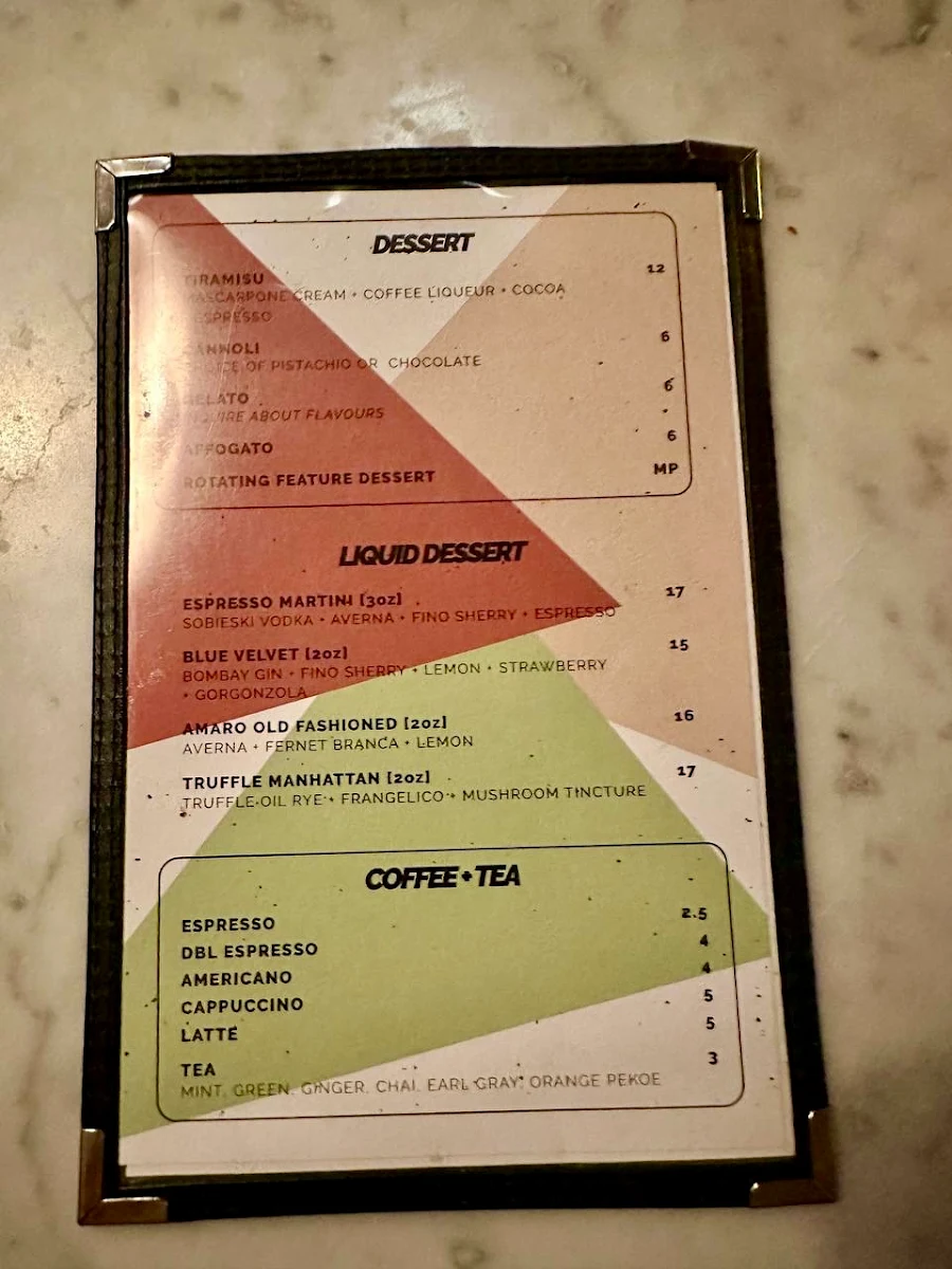Menu, Marty's Pizza Bar