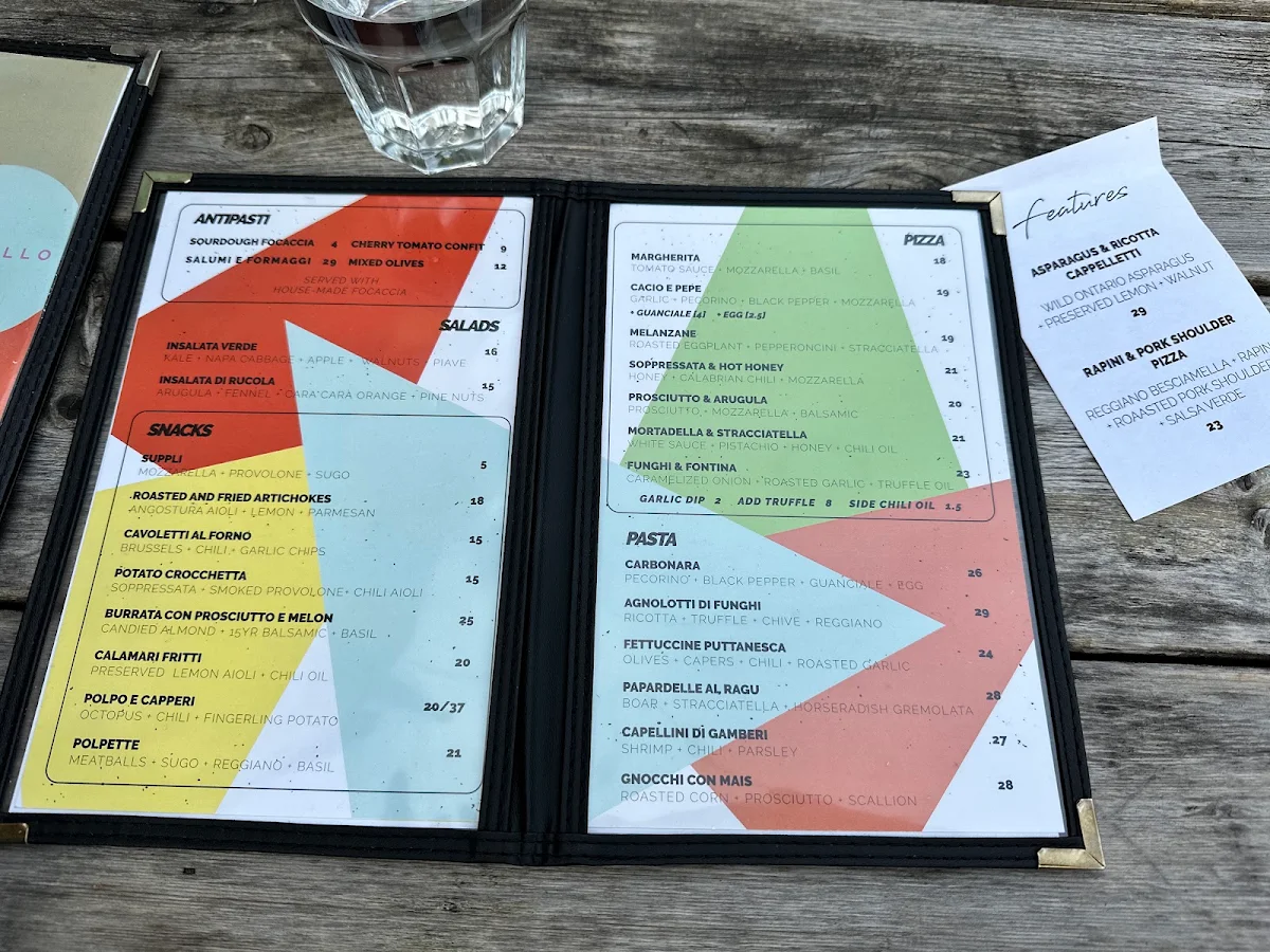 Menu, Marty's Pizza Bar