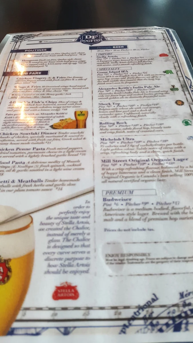 Menu, The Dogfish Pub & Eatery