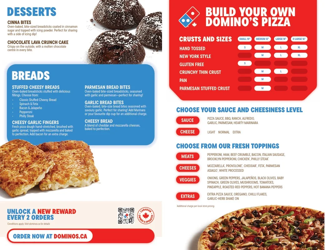 Menu, Domino's Pizza