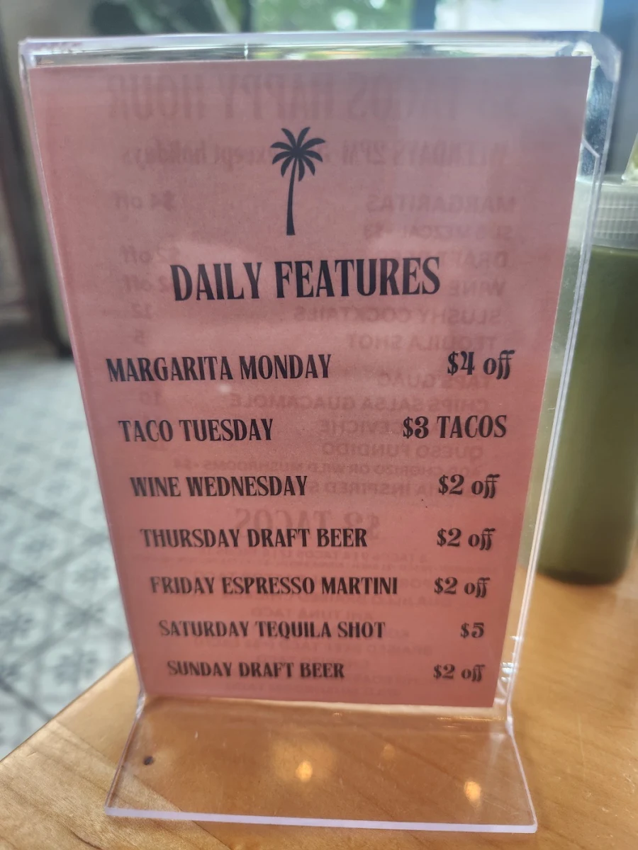 Menu, Taps and Tacos