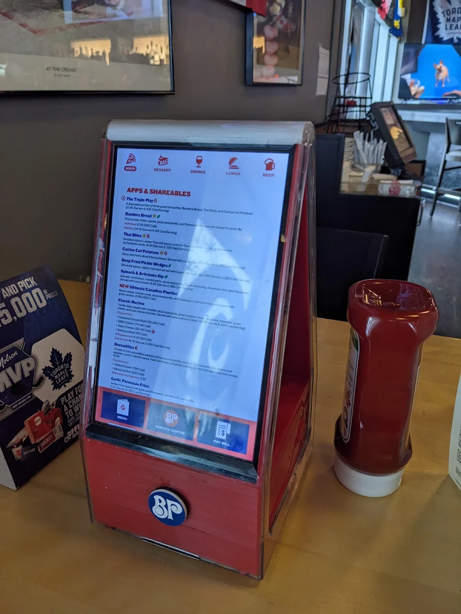 Menu, Boston Pizza