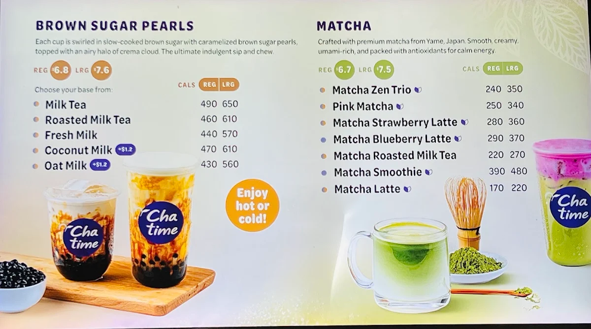 Menu, Chatime Bubble Tea