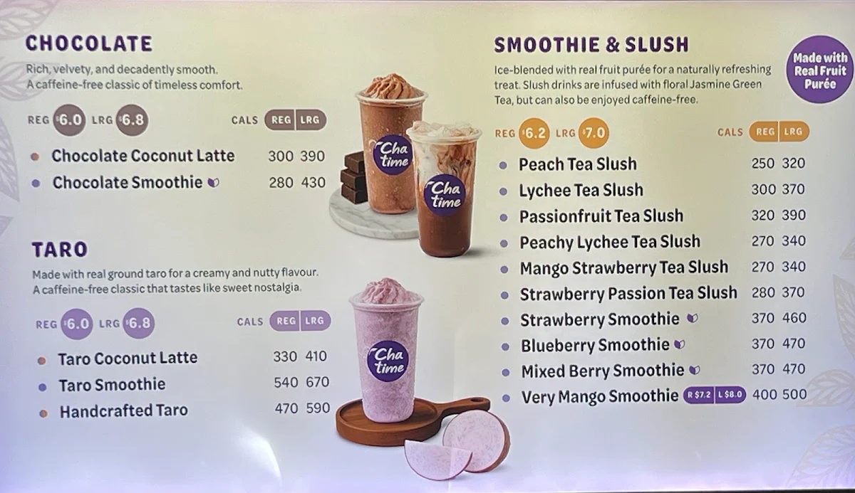 Menu, Chatime Bubble Tea