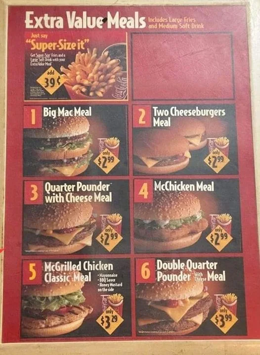 Menu, McDonald's