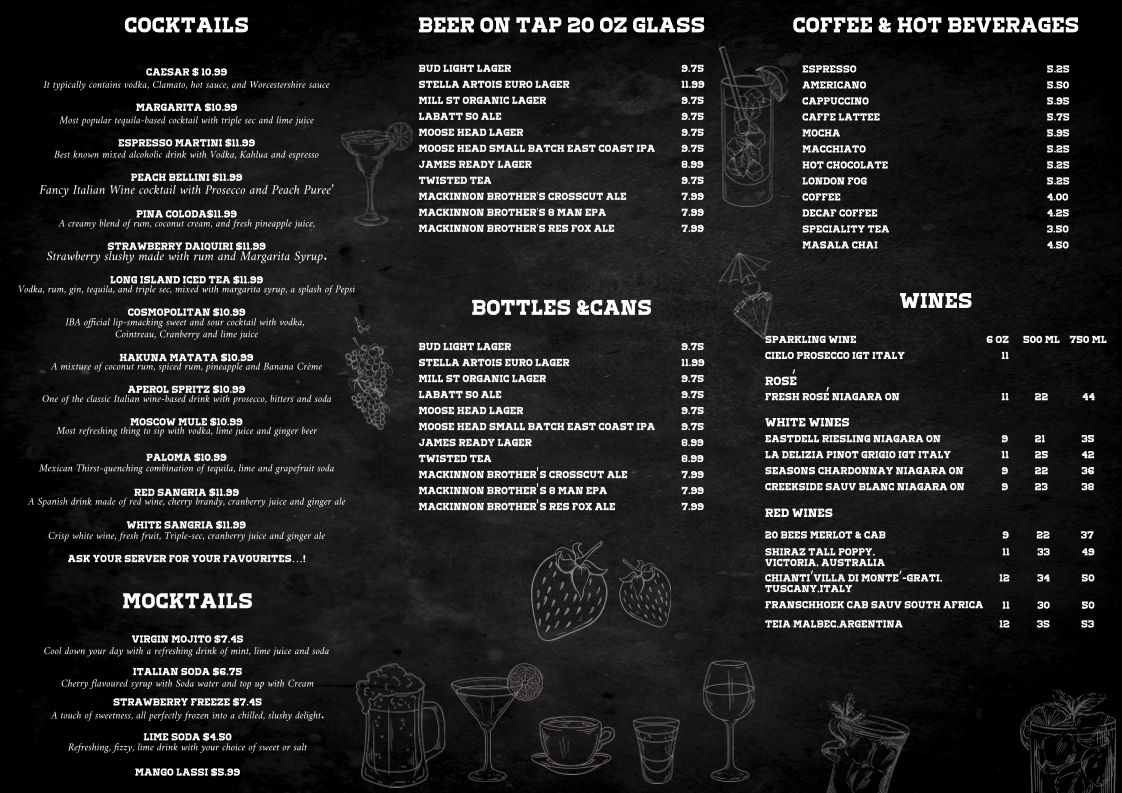 Menu, Dosa House