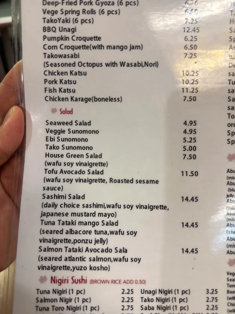 Menu, Sushi Q Tea Cafe