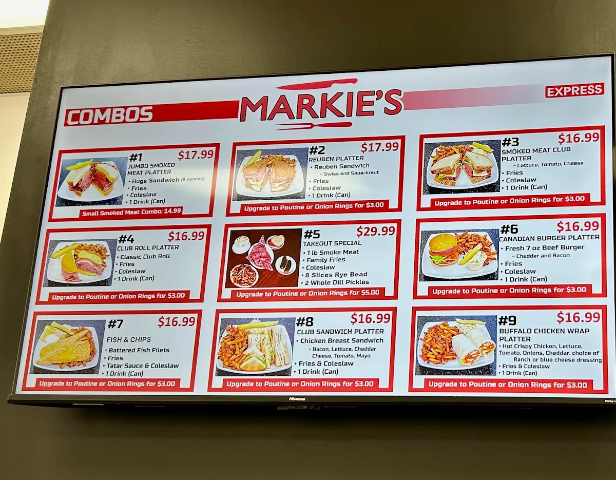 Menu, Markie's Montreal Smoked Meat