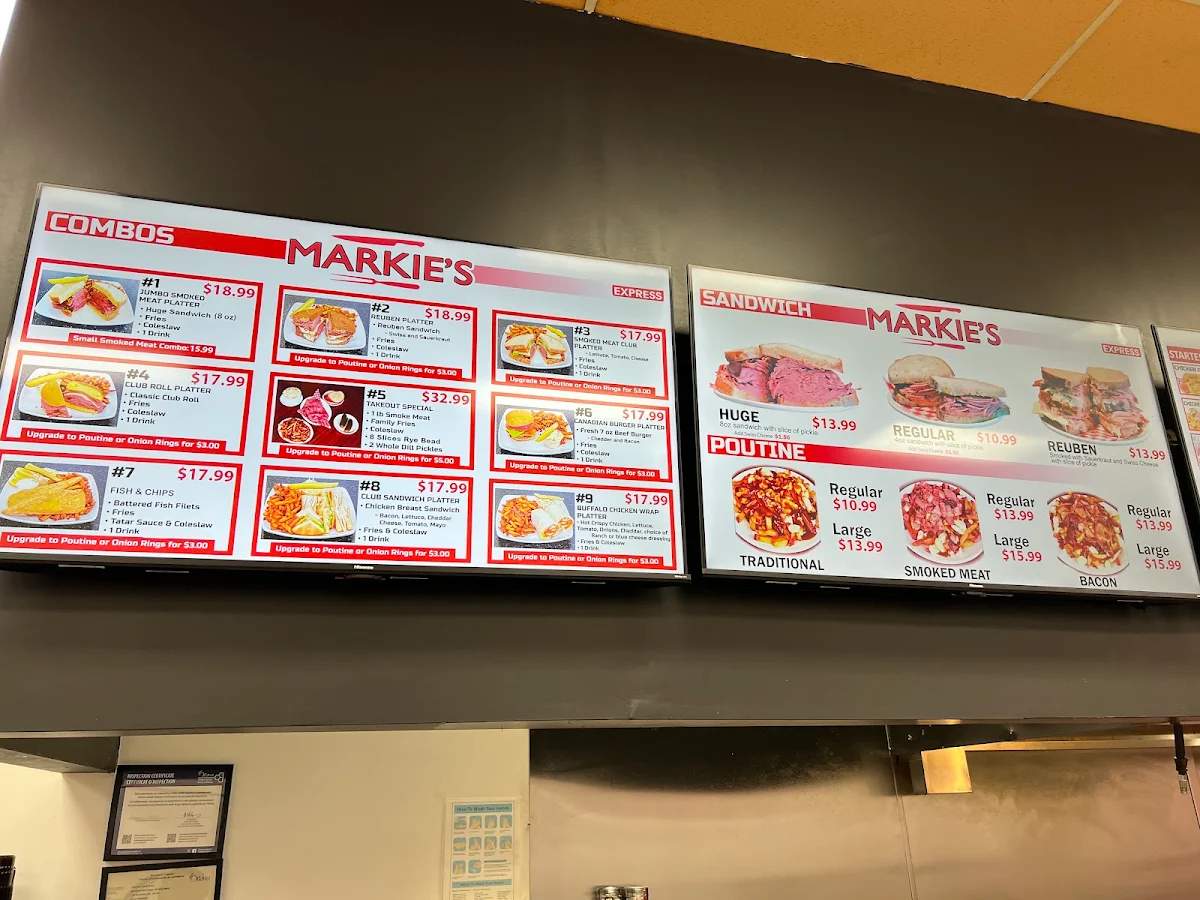 Menu, Markie's Montreal Smoked Meat