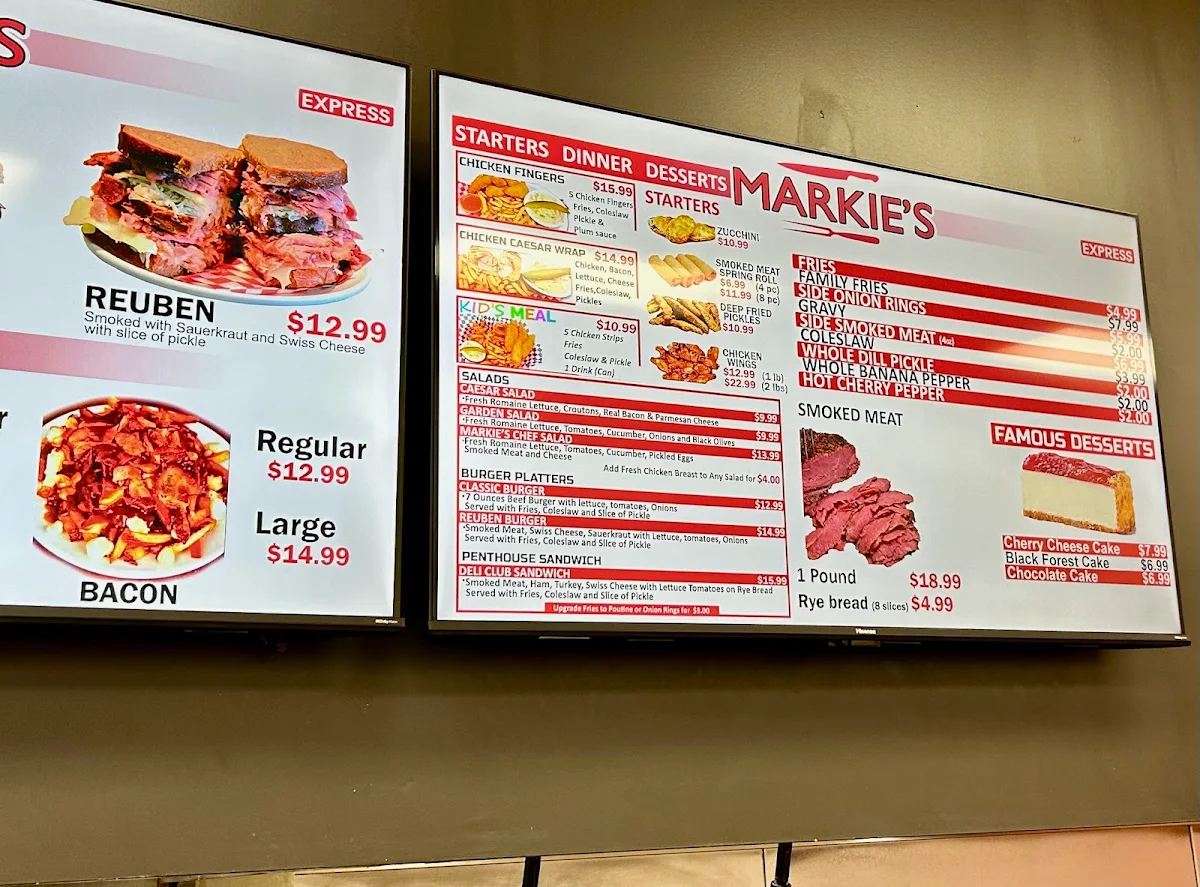 Menu, Markie's Montreal Smoked Meat