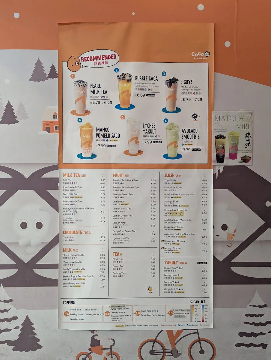 Menu, CoCo Fresh Tea & Juice - Chinatown