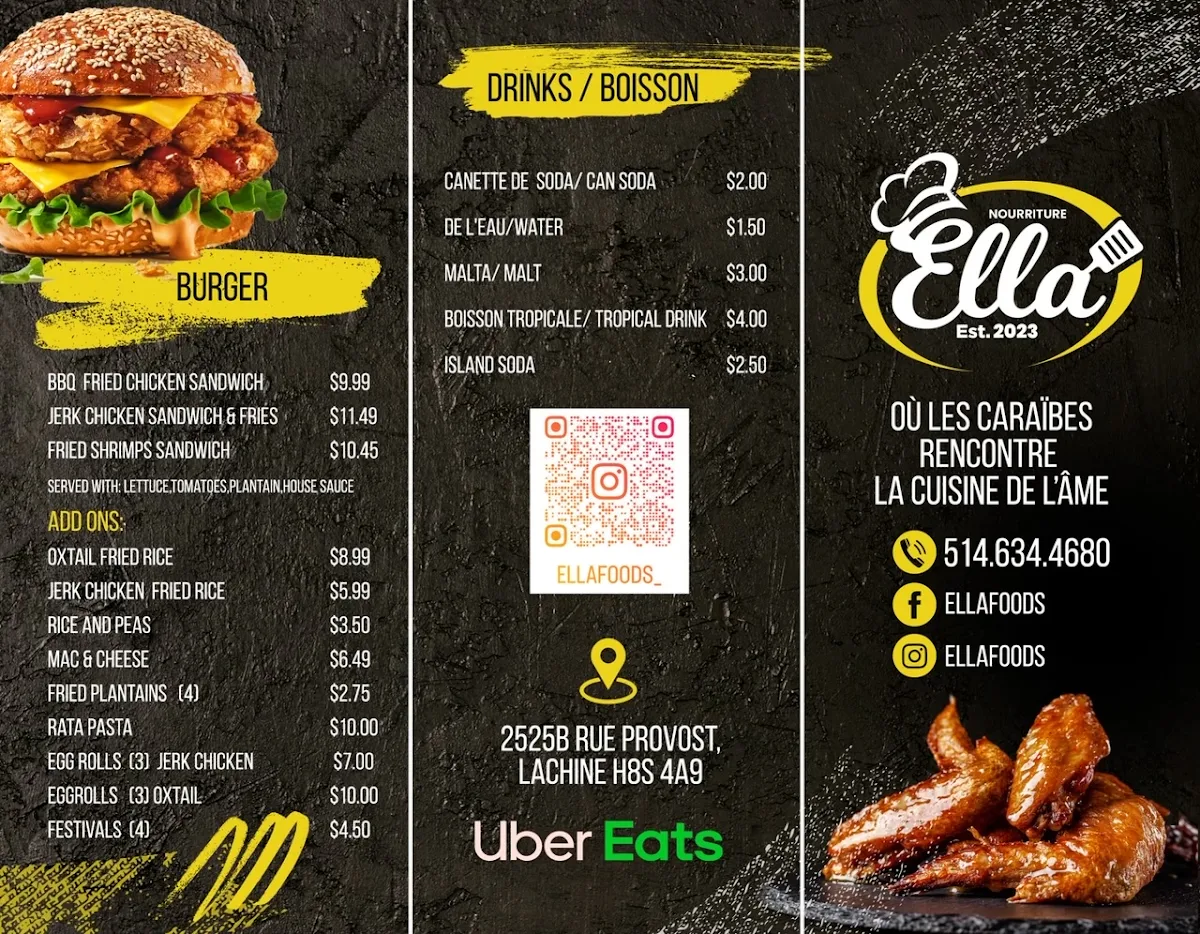 Menu, Ella Foods