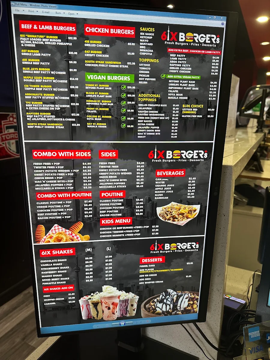 Menu, 6ix Burgers®