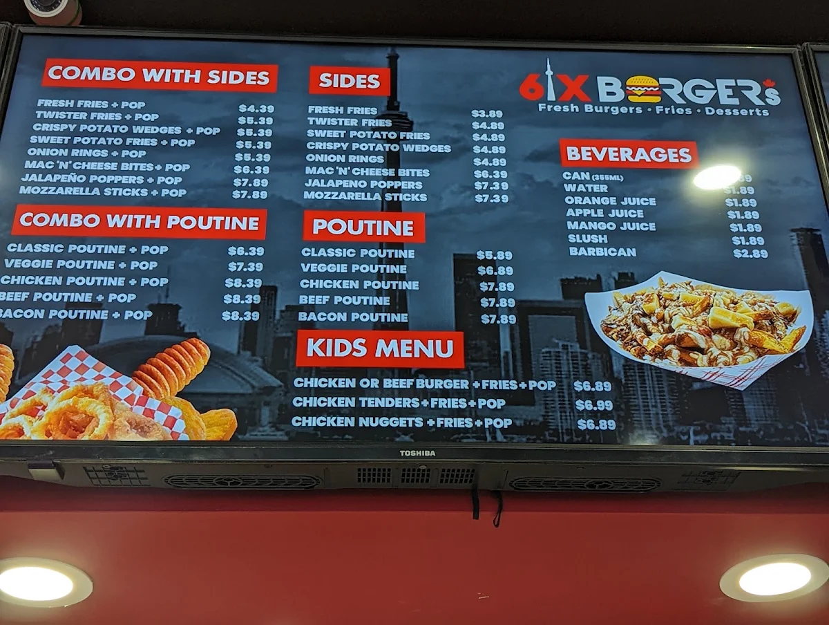 Menu, 6ix Burgers®