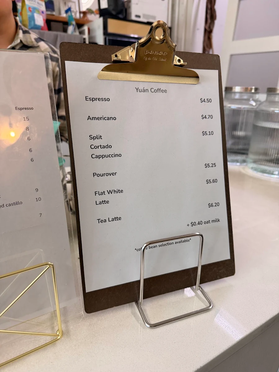 Menu, Yuán Coffee