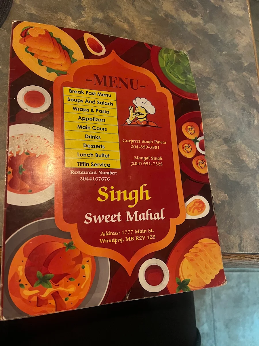 Menu, Singh Sweet Mahal
