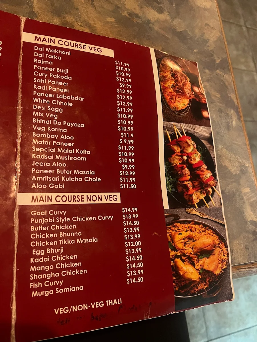 Menu, Singh Sweet Mahal