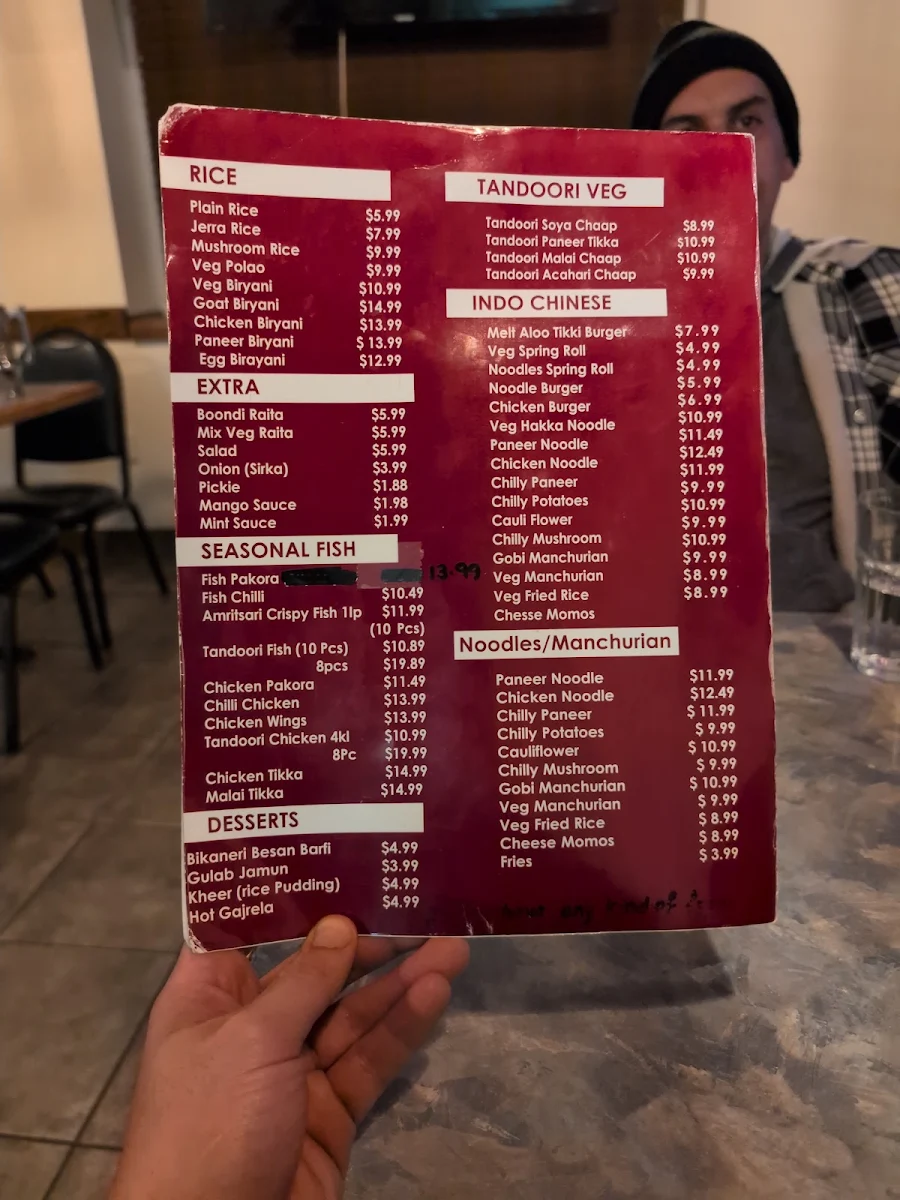 Menu, Singh Sweet Mahal
