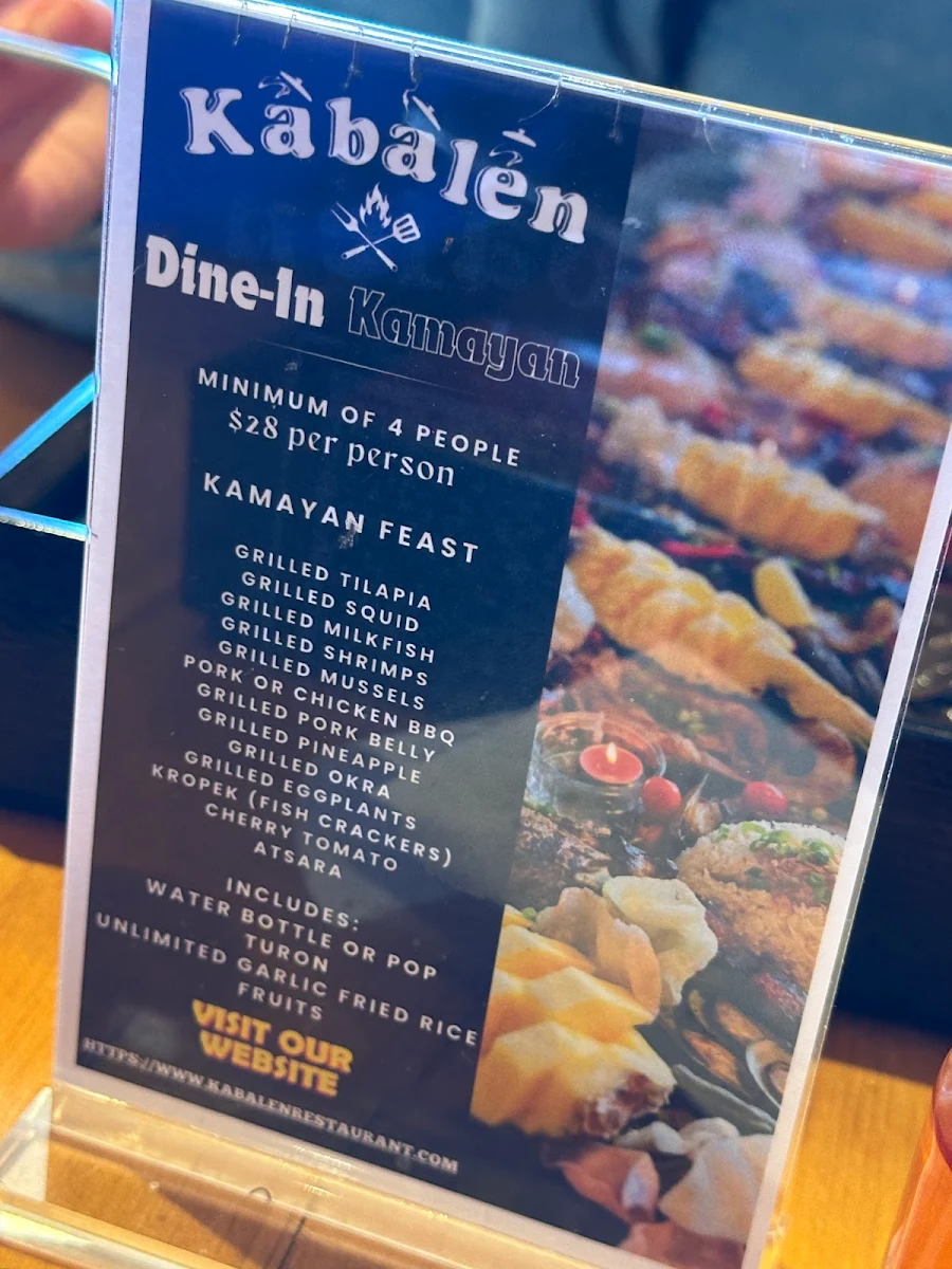 Menu, Kabalen Restaurant