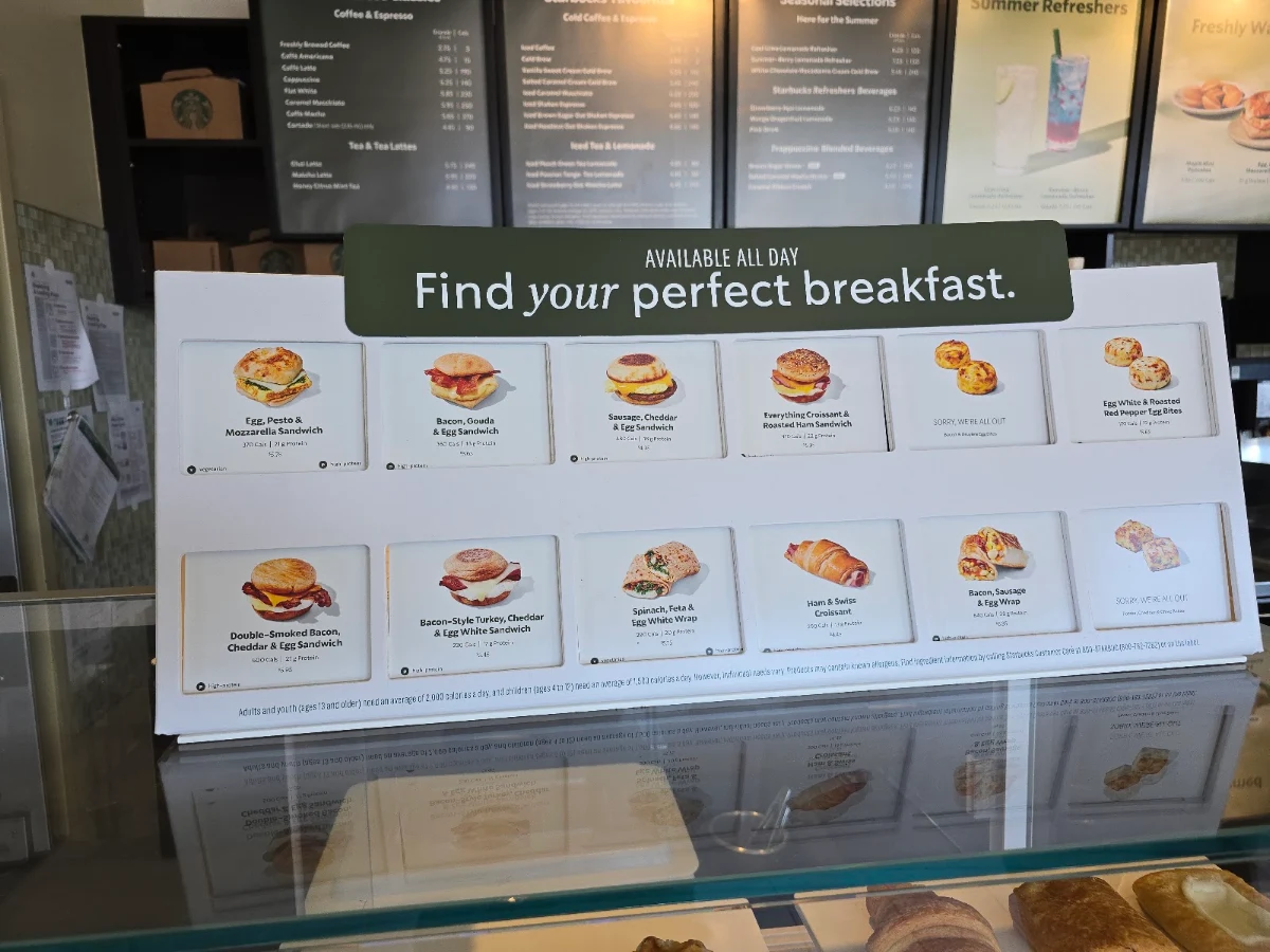Menu, Starbucks Coffee Company