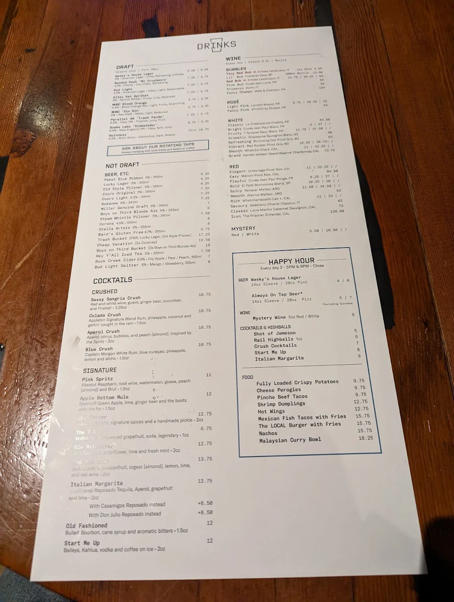 Menu, LOCAL Public Eatery Medicine Hat
