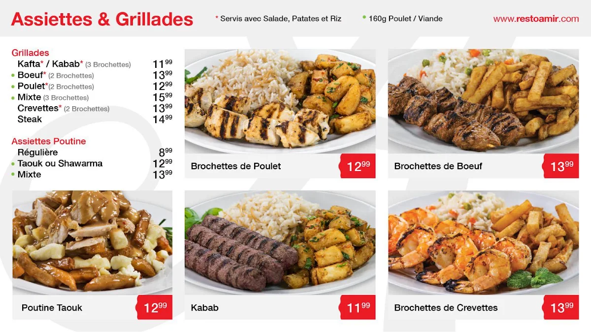 Menu, AMIR